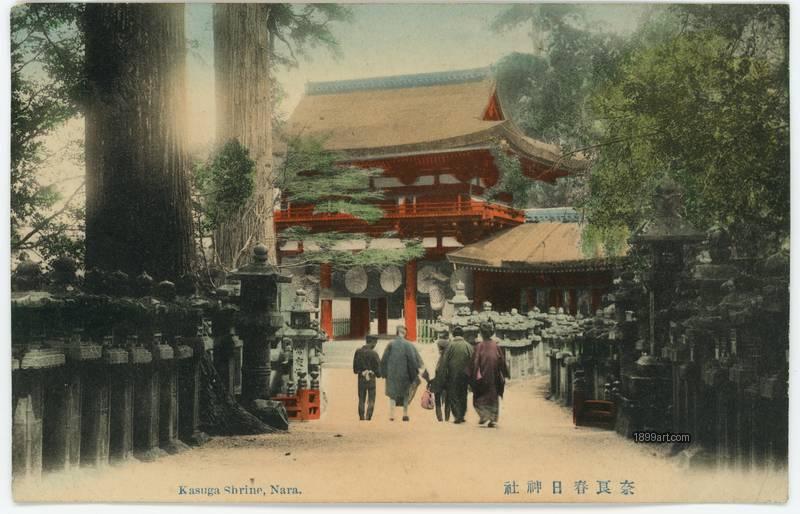 1899art 3 Kasuba Shrine Nara 1899art Handcolored 1900s. Historical photograph from the 1899art Archive.